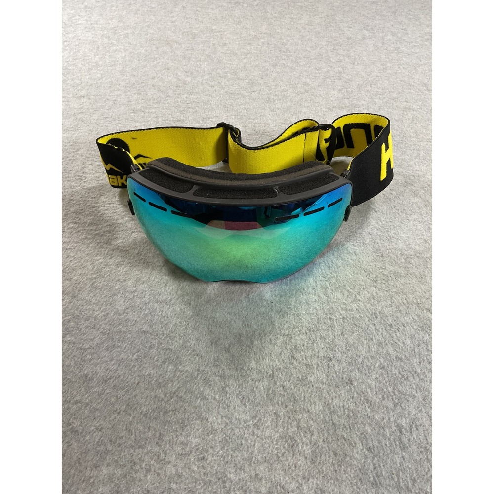 Hongdak Ski Goggles Green Blue Mirrored Lens Yellow Black Adjustable Strap